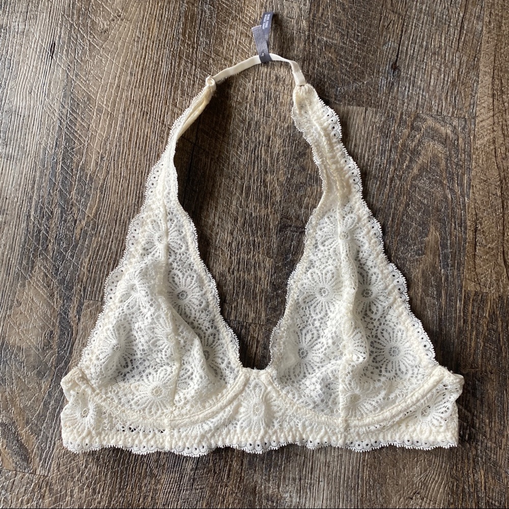 Aerie White Cream Lace Halter Bra 32B Bralette